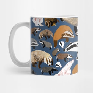 Eurasian badgers in blue Mug